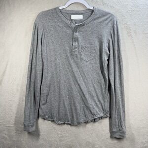 M/F People Cotton Henley Shirt Gray Gender Neutral Minimalist Basic Size XS